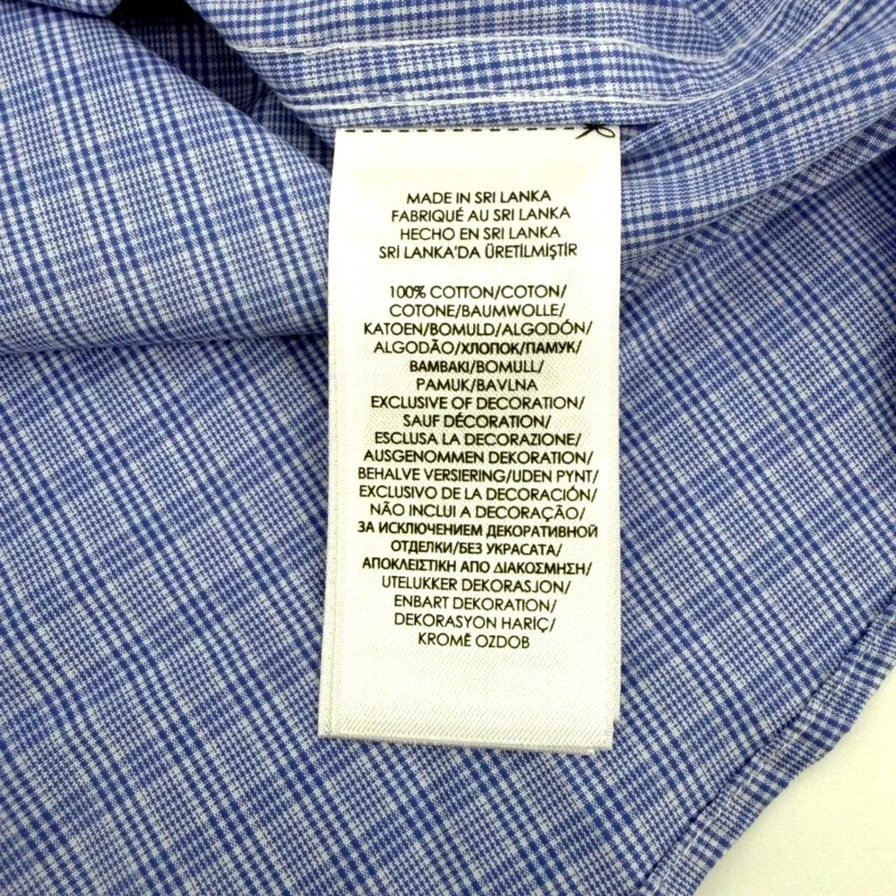 Polo Ralph Lauren NEW Mens Blue Micro-Check Spread Collar Dress Shirt 15‎ 32/33